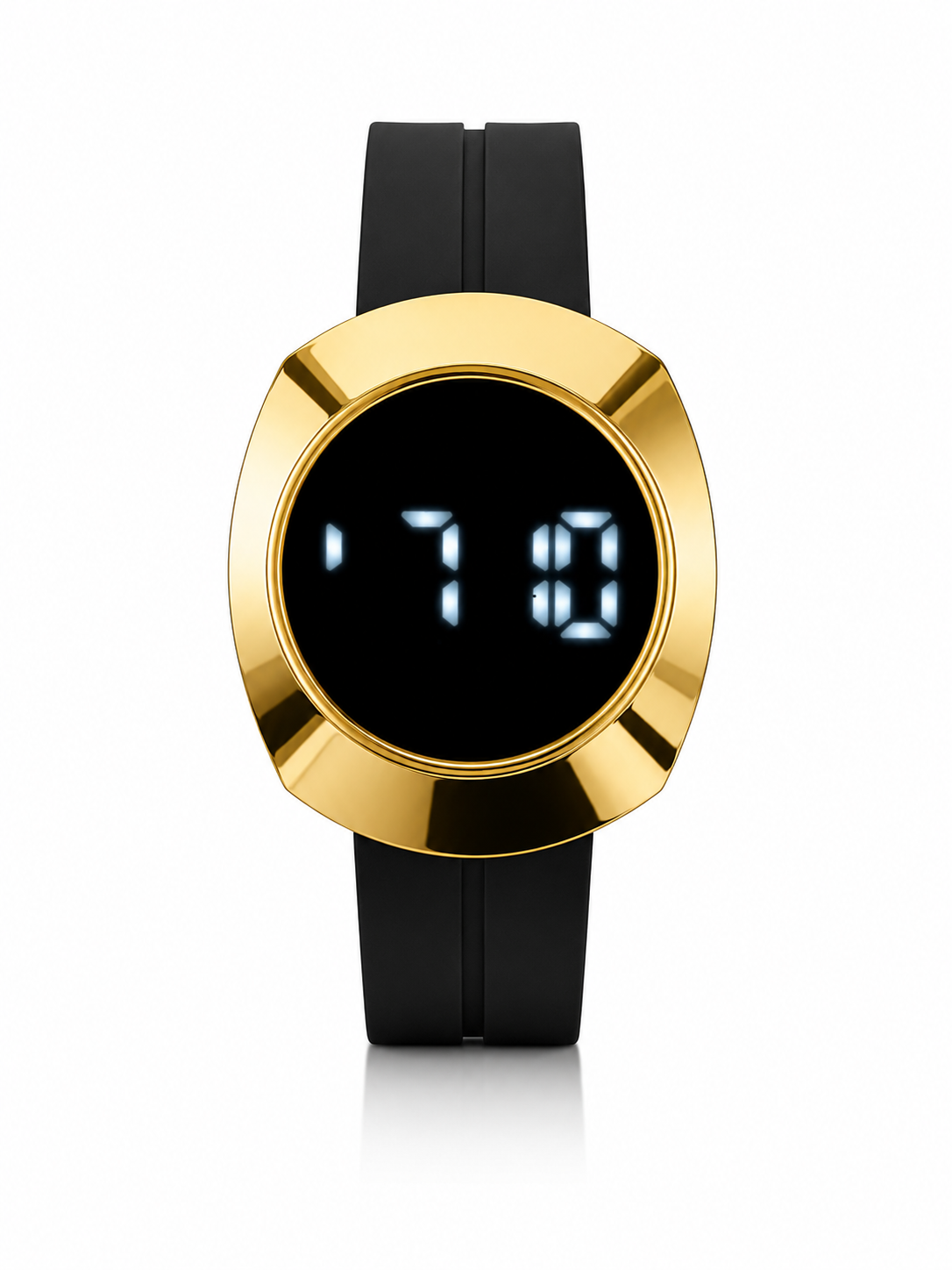 Modern digital wristwatch with icy-blue display